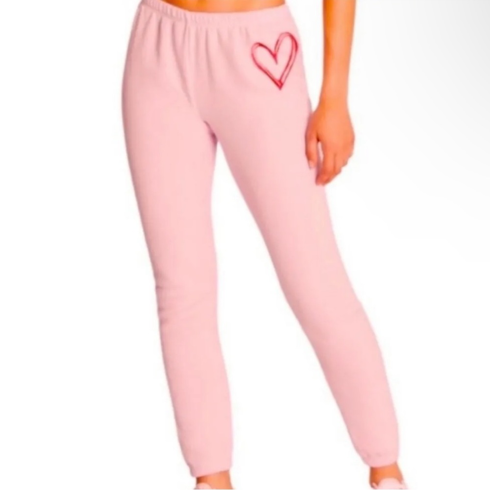 NWT WILDFOX sketchy heart Knox pink pants size XL